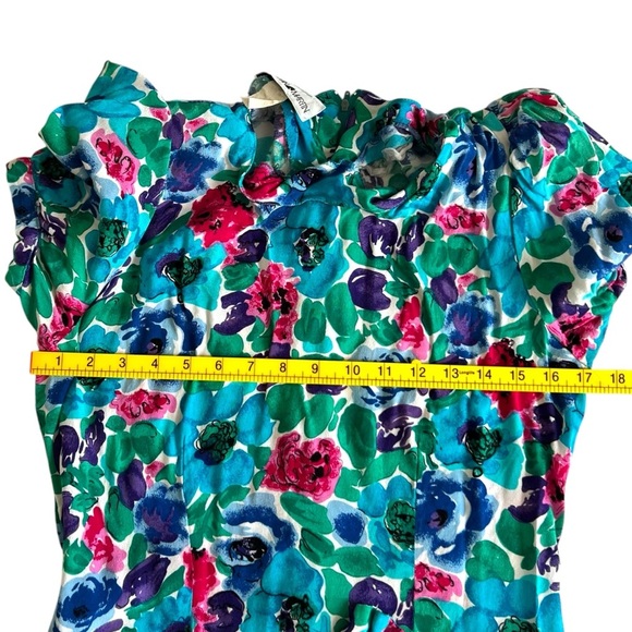 Jonathan Martin Vintage Floral Puff Sleeve Dress Blue Size11/12 - Picture 7 of 8